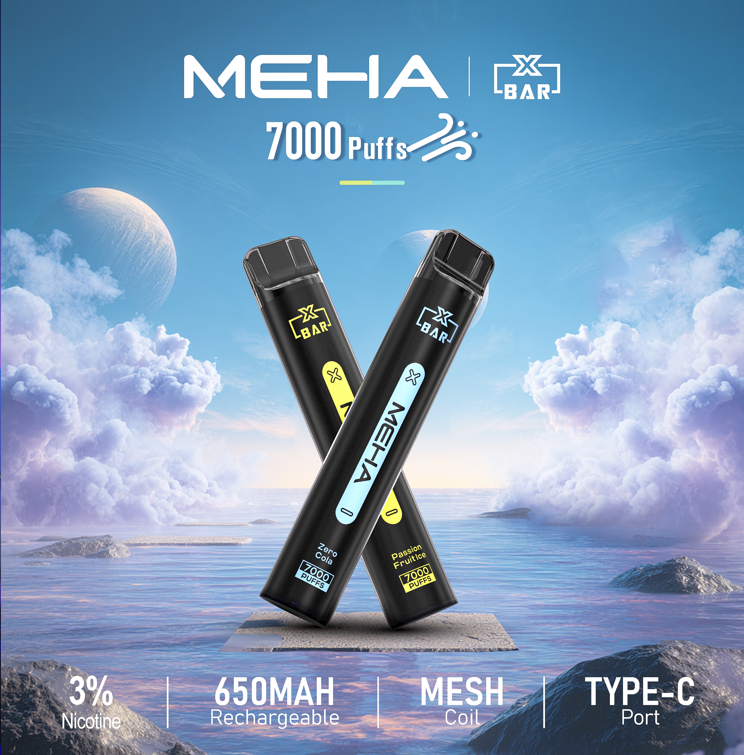 宣傳圖 MEHA魅嗨7000口一次性拋棄式電子煙|16種經典口味全新登場:圖片 1