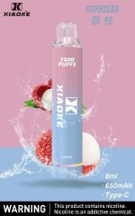 Xiaoke枭客7500口一次性抛弃式電子煙、新款上市25种口味吸入时亮彩色跑马灯：圖片 24
